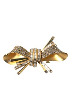 DOLCE & GABBANA Gold Tone Brass Bow Crystal Women Hair Clip at bargainpyramid.com