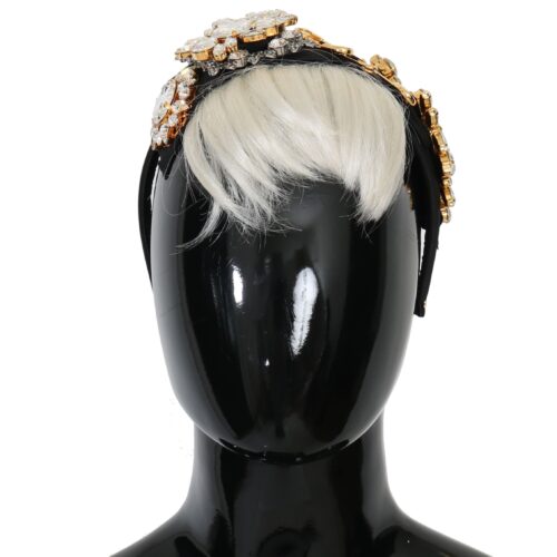 DOLCE & GABBANA Elegant Black Crystal Headband Diadem at bargainpyramid.com