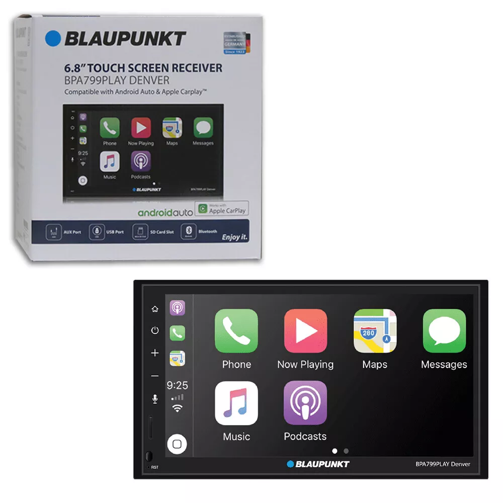 BLAUPUNKT 6.8" DOUBLE DIN MECHLESS W/CARPLAY & ANDROID AUTO (BPA799PLAY)