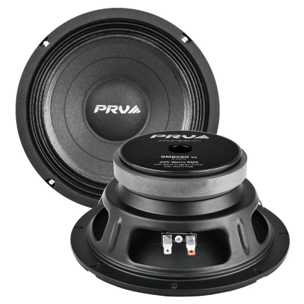 PRV AUDIO - 8" MID BASS - STAMPED STEEL BASKET - 2"VC - 450W PROGRAM POWER (8MB450 V2)