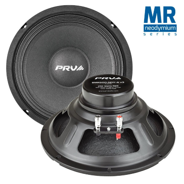 PRV AUDIO - 8" MID RANGE - NEODYMIUM - STAMPED STEEL BASKET - 2" VC - 500W PROGRAM POWER (8MR500-NDY-4V2)