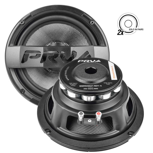 PRV AUDIO - 8" MID - NEO - STAMPED STEEL BASKET - 2" VC - 500 WATTS - 4 OHM - (8MR500CF-NDY-4)