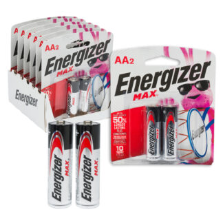 2pk AA Energizer Alkaline Battery 57908. 24 packs per case. Two batteries per pack. Total 48 batteries.