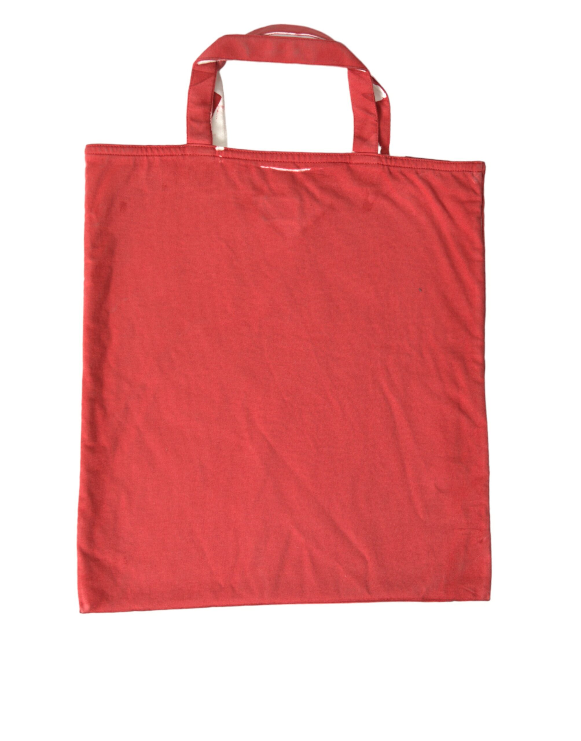 PRADA Chic Red and White Fabric Tote Bag - Image 4