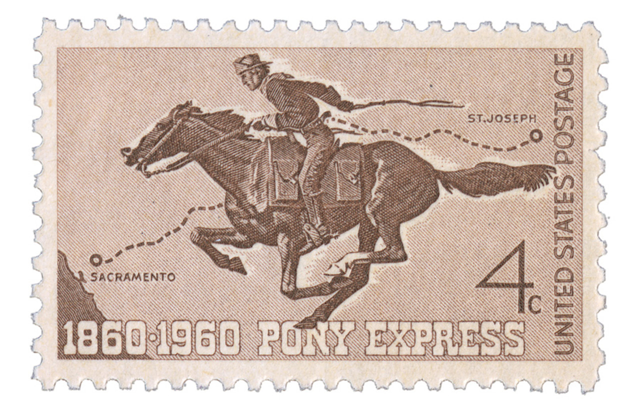 1860 to 1960 Pony Express Stamp