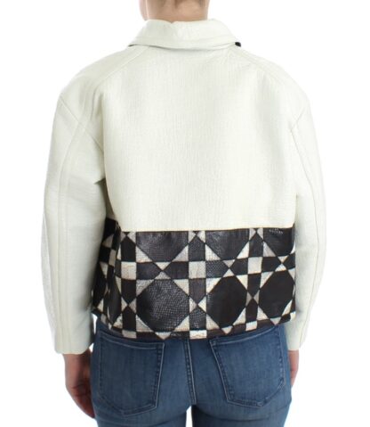ANDREA POMPILIO Black White Leather Jacket - Image 3
