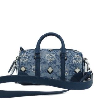 mcm-blue-vintage jacquard-fabric handbag bargain pyramid.com