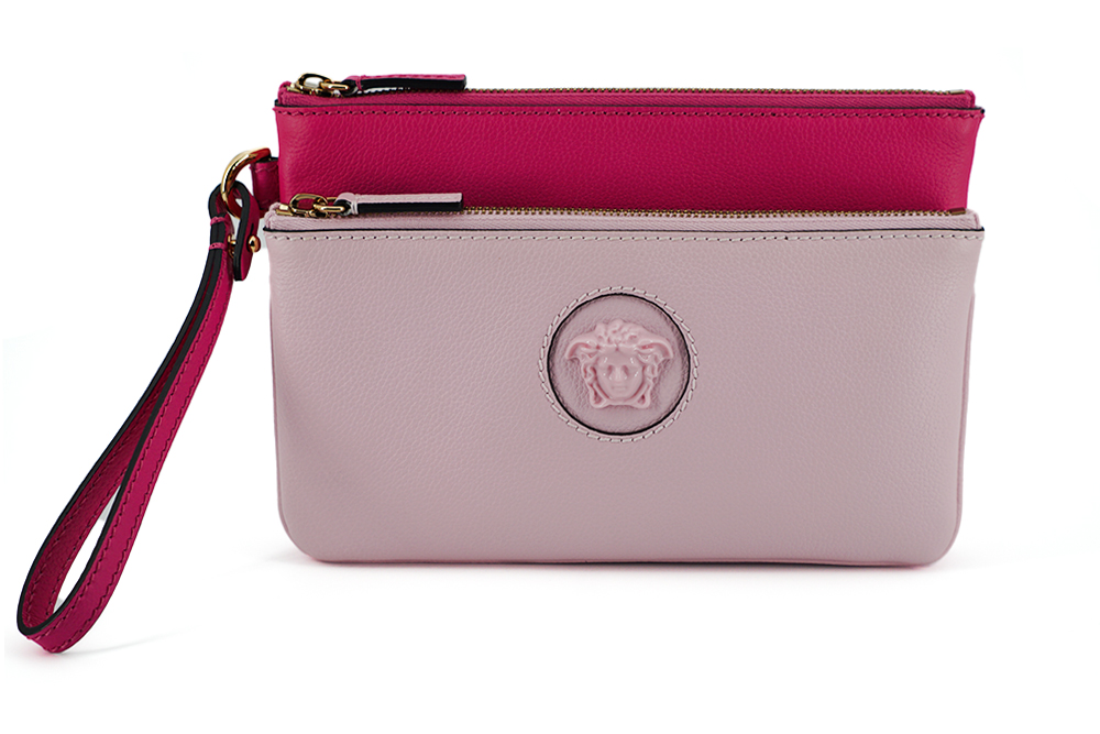versace pink leather pouch clutch bargainpyramid.com