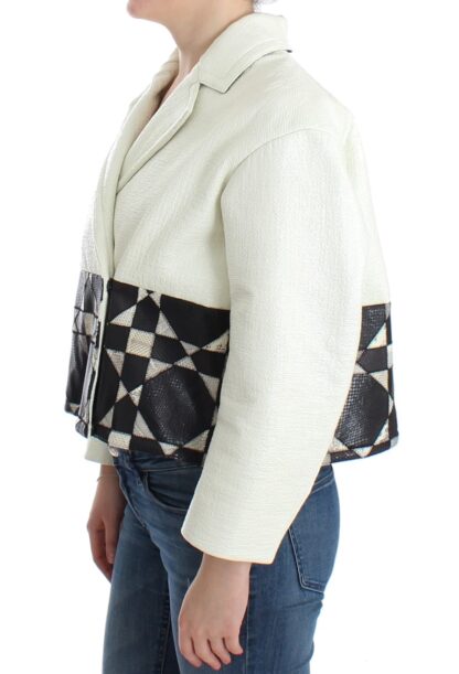 ANDREA POMPILIO Black White Leather Jacket - Image 2