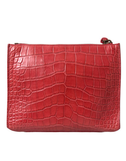 BALENCIAGA Red Alligator Leather Clutch - Image 3