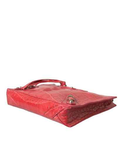 BALENCIAGA Red Alligator Leather Clutch - Image 4