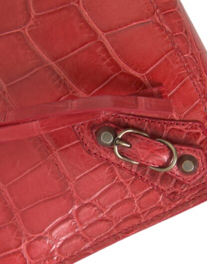 BALENCIAGA Red Alligator Leather Clutch - Image 5