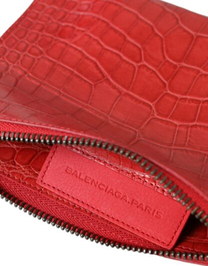 BALENCIAGA Red Alligator Leather Clutch - Image 6