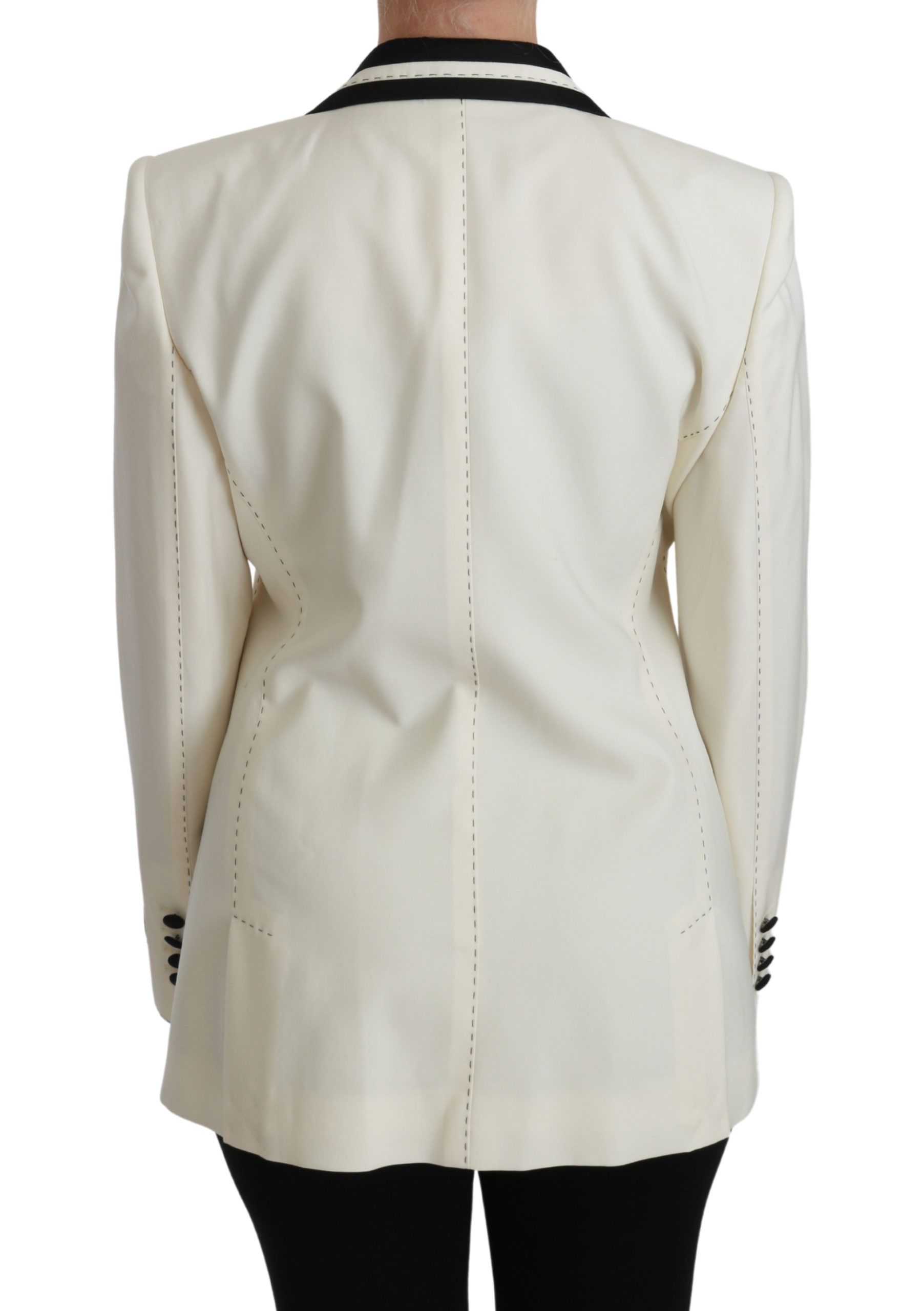 DOLCE & GABBANA Cream Black Detailed Blazer - Image 3