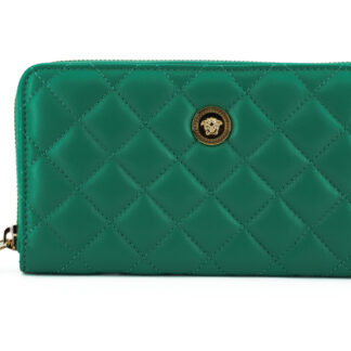 VERSACE GREEN Quilted Leather Wallet