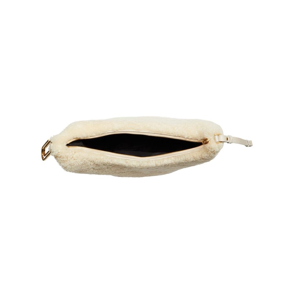 OFF-WHITE Cream Shearling Wool Shoulder Bag - Image 2