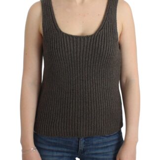 ermanno swerving gray knit crew neck top bargain pyramid.com