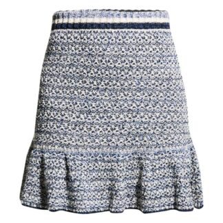 PINKO Jacquard Canvas Skirt in White Blue