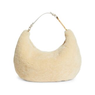 OFF-WHITE Cream Shearling Wool Shoulder Bag
