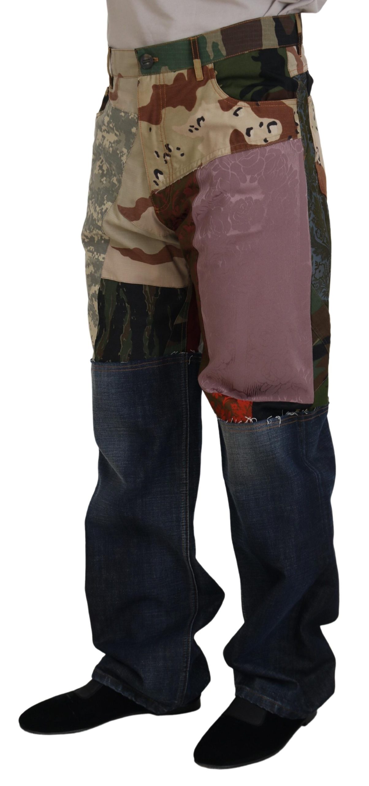 DOLCE & GABBANA Patchwork Denim Silk Blend Jeans - Image 2