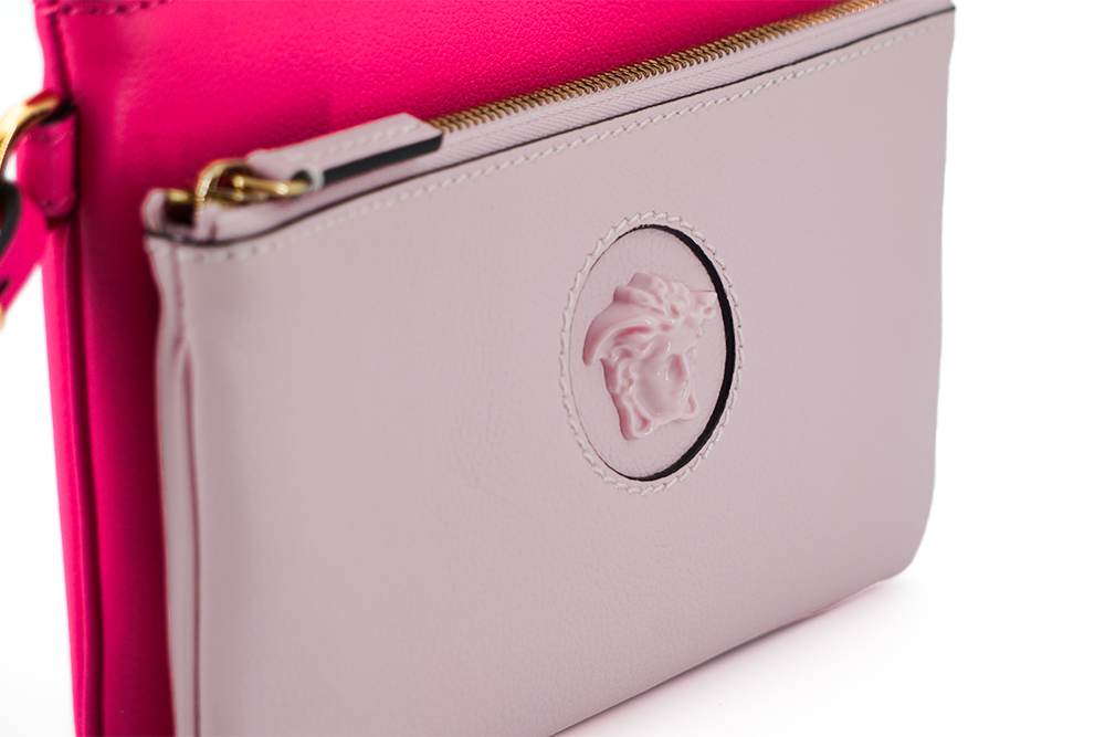 VERSACE Pink Leather Pouch Clutch - Image 3