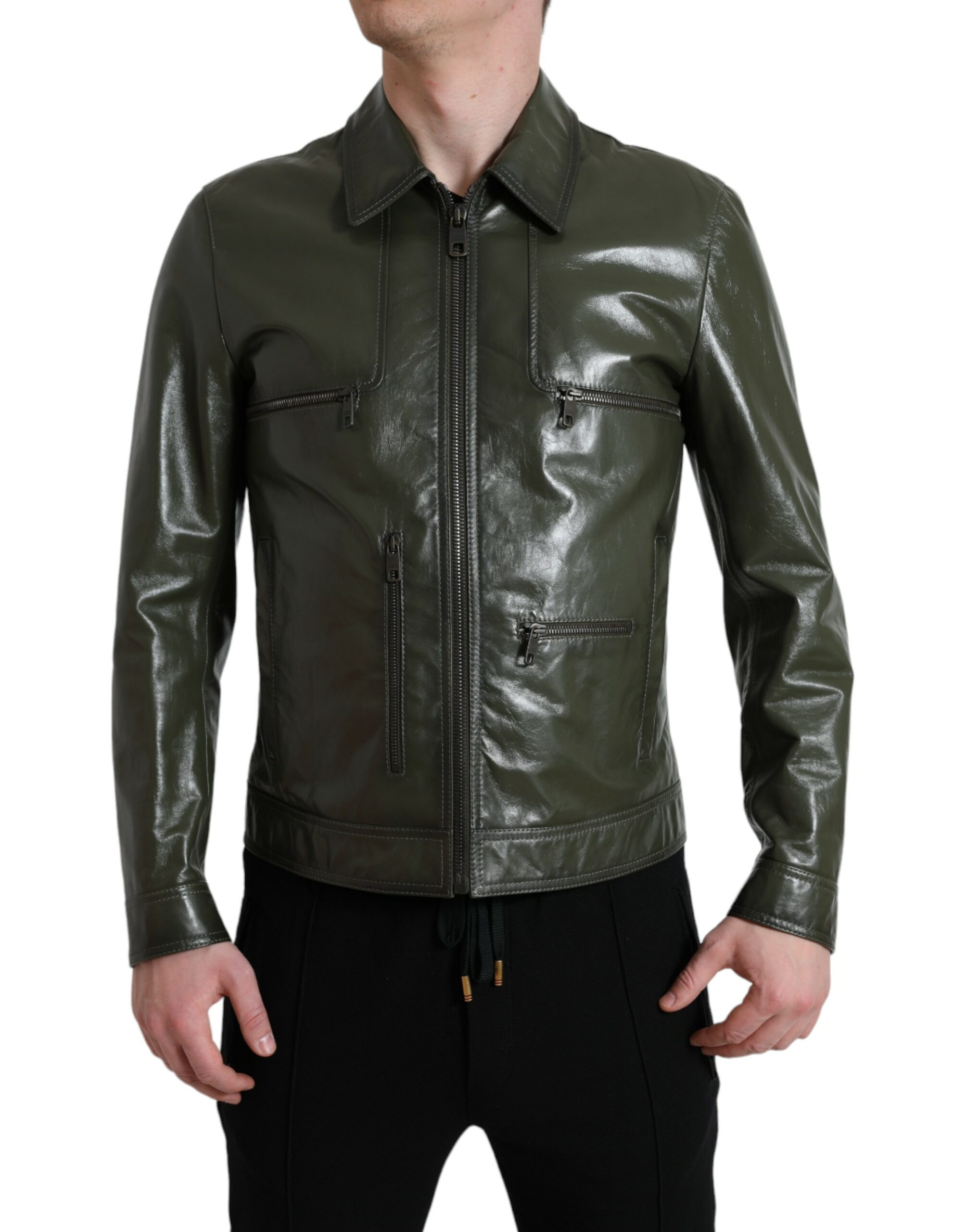 dolce gabbana emerald leather biker jacket bargain pyramid.com