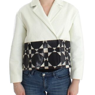Andrea pompilio black white leather jacket bargain pyramid.com