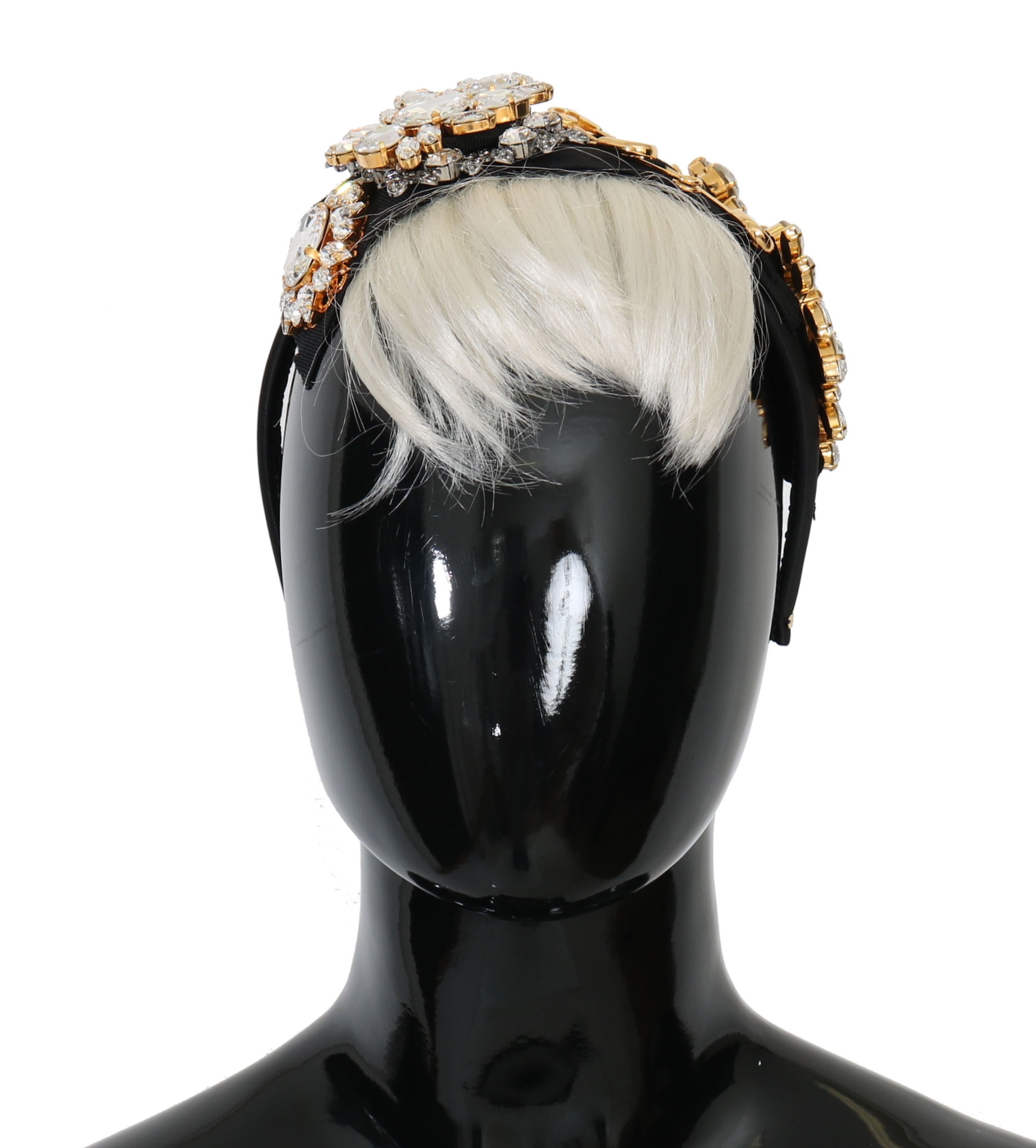 DOLCE & GABBANA Elegant Black Crystal Headband Diadem at bargainpyramid.com