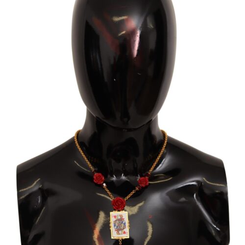 DOLCE & GABBANA Gold Tone Necklace Crystal Pendant