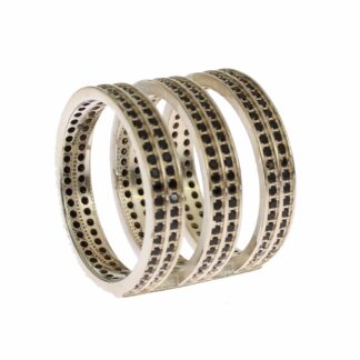 NIALAYA Black Crystal Silver Ring