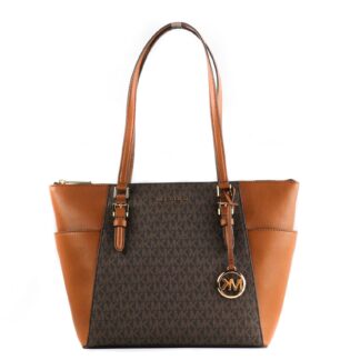 Michael kors Charlotte brown leather tote bag bargain pyramid.com