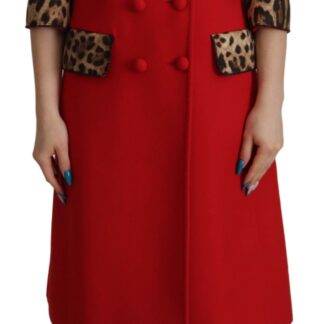 dolce gabbana red leapard trench coat bargainpyramid.com