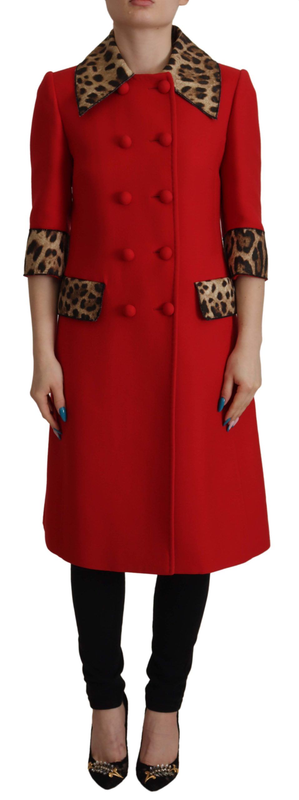 dolce gabbana red leapard trench coat bargainpyramid.com