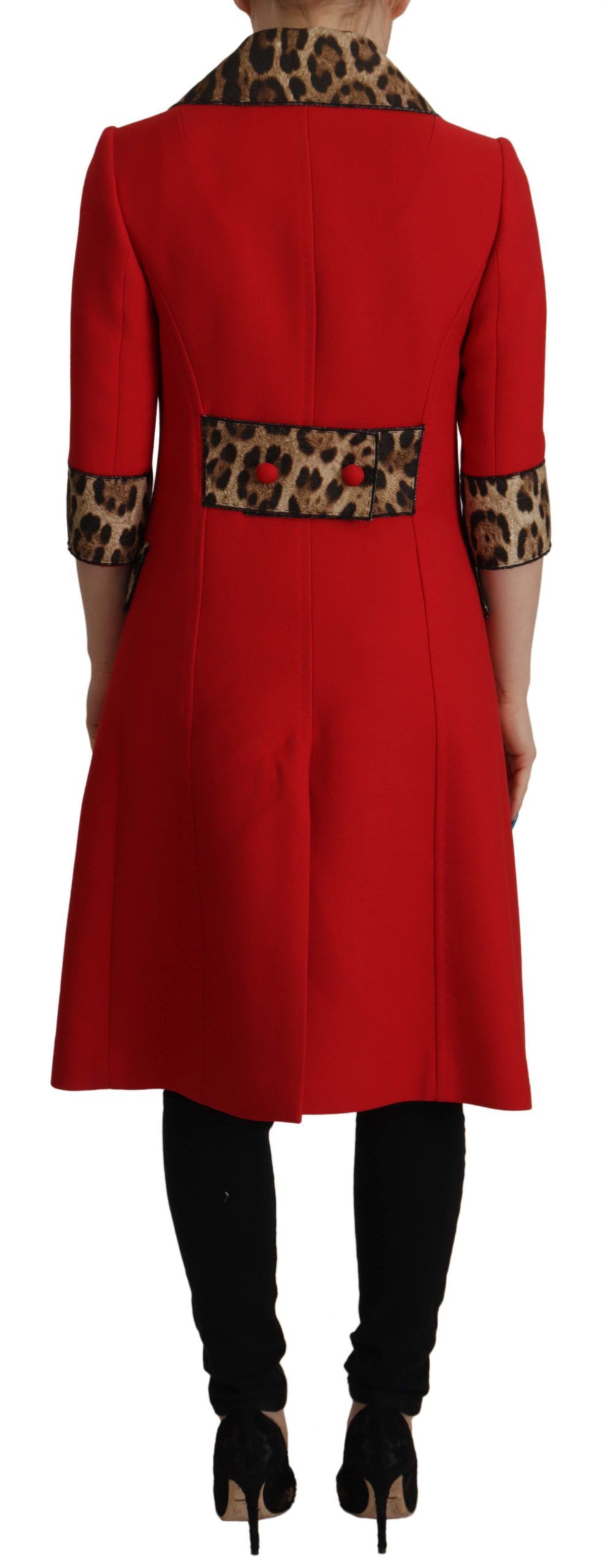 DOLCE & GABBANA Red Leopard Trench Coat - Image 3