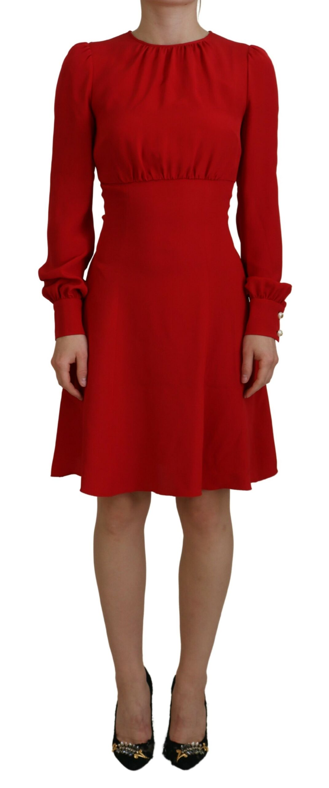 dolce gabbana red silk a line knee length dress bargain pyramid.com