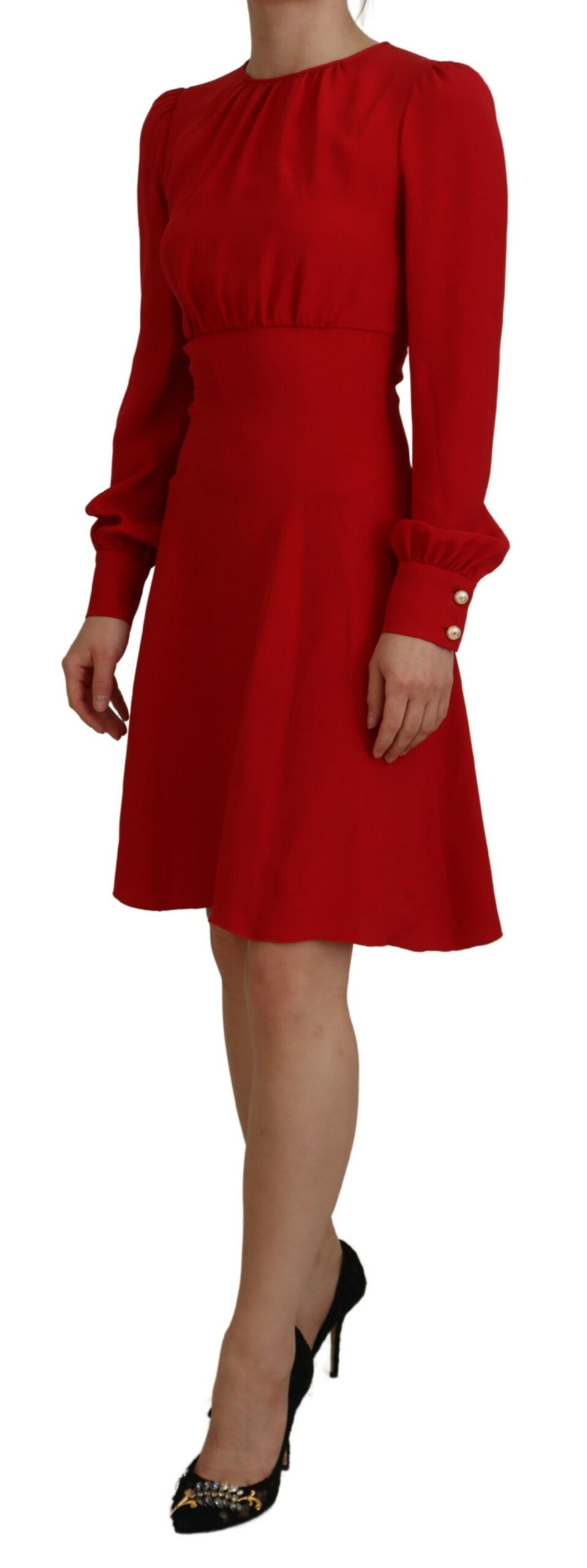 DOLCE & GABBANA Red Silk A-Line Knee Length Dress - Image 2