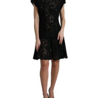 dolce gabbana black floral lace a line mini dress bargain pyramid.com